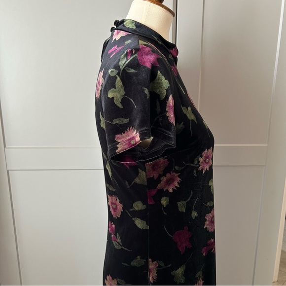 VTG Velvet Asian Inspired Women's 6 Blk Floral Maxi Dress Caren Desiree Co. Y2K - Picture 4 of 11
